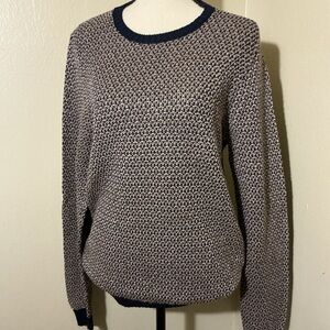 Zanone Textured Knit Sweater in Navy and Cream